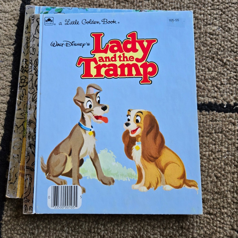 Walt Disney Lady and the Tramp Little Golden Book Vintage Hardcover 105-55